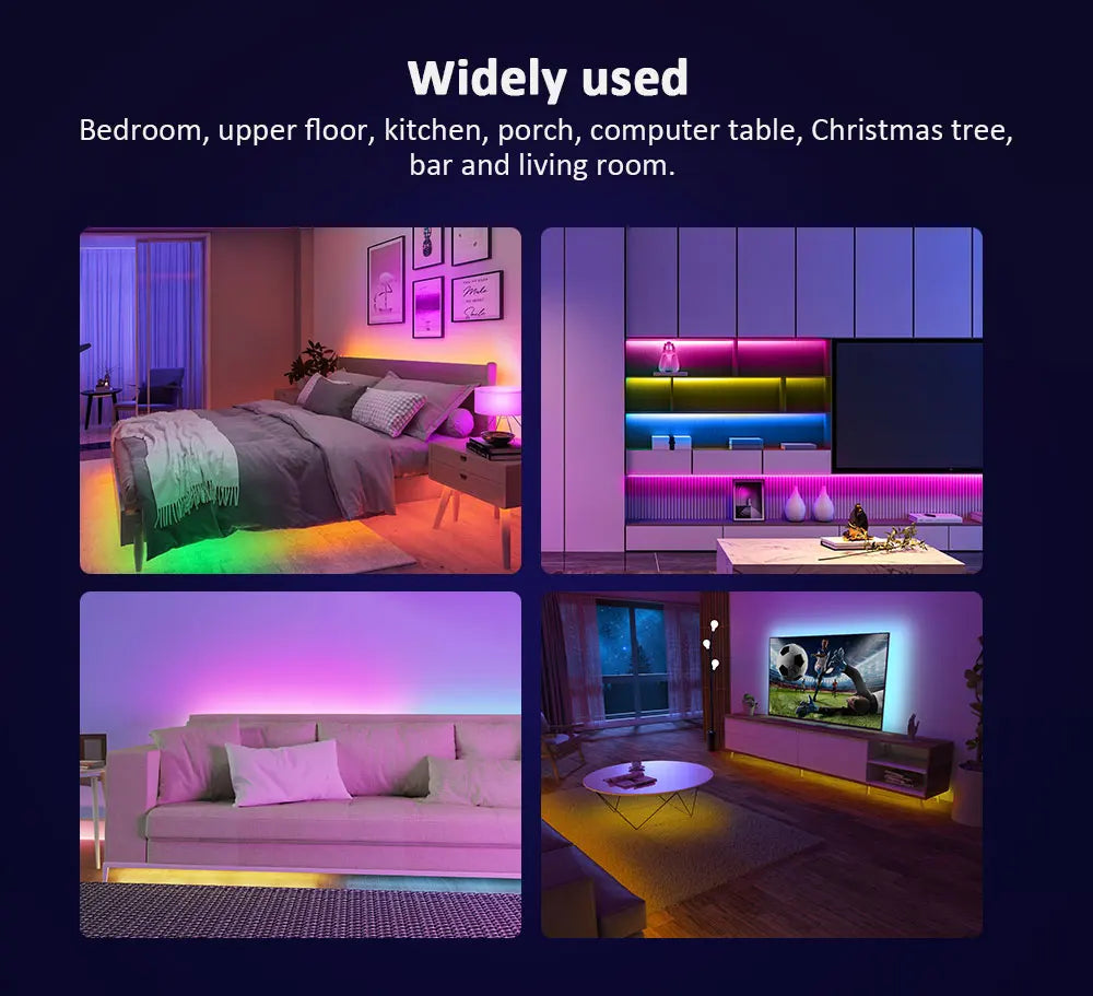 TurnRGB-Bande lumineuse LED avec télécommande à 24 touches, 10m, diviseur de musique, proxy, SMD5050, TV, PC, maison