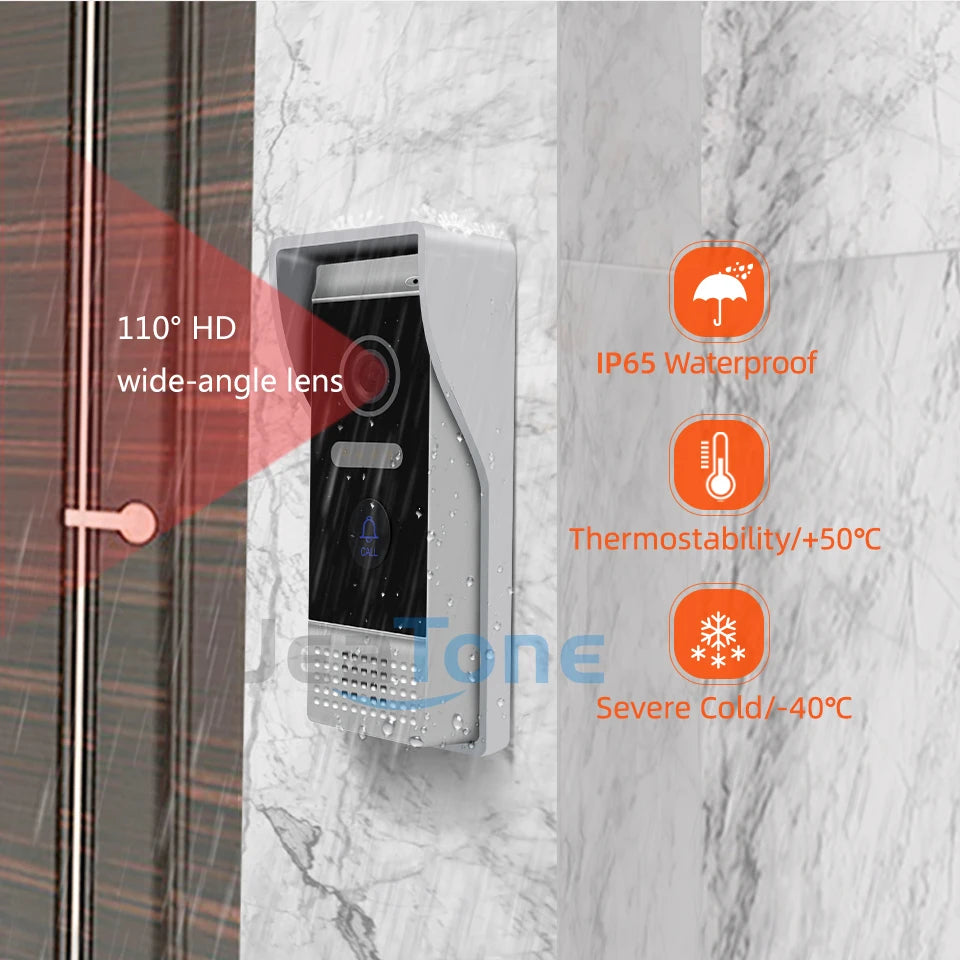 Jeatone Tuya 7 pouces WiFi interphone vidéo sans fil interphone avec caméra oculaire de détection automatique 1080P pour maison appartement extérieur