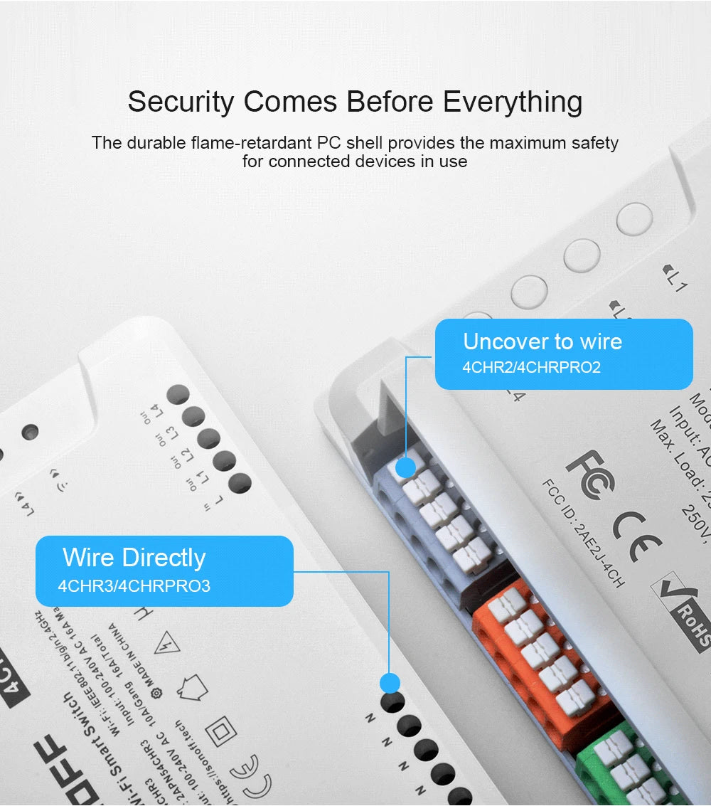 Sonoff 4CH Pro R3 10A /Gang 4 canaux Wifi commutateur intelligent 433 MHZ RF commutateur de lumières Wifi à distance prend en charge 4 appareils fonctionne avec Alexa