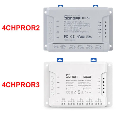 Sonoff 4CH Pro R3 10A /Gang 4 canaux Wifi commutateur intelligent 433 MHZ RF commutateur de lumières Wifi à distance prend en charge 4 appareils fonctionne avec Alexa