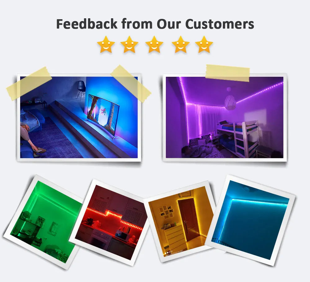 TurnRGB-Bande lumineuse LED avec télécommande à 24 touches, 10m, diviseur de musique, proxy, SMD5050, TV, PC, maison