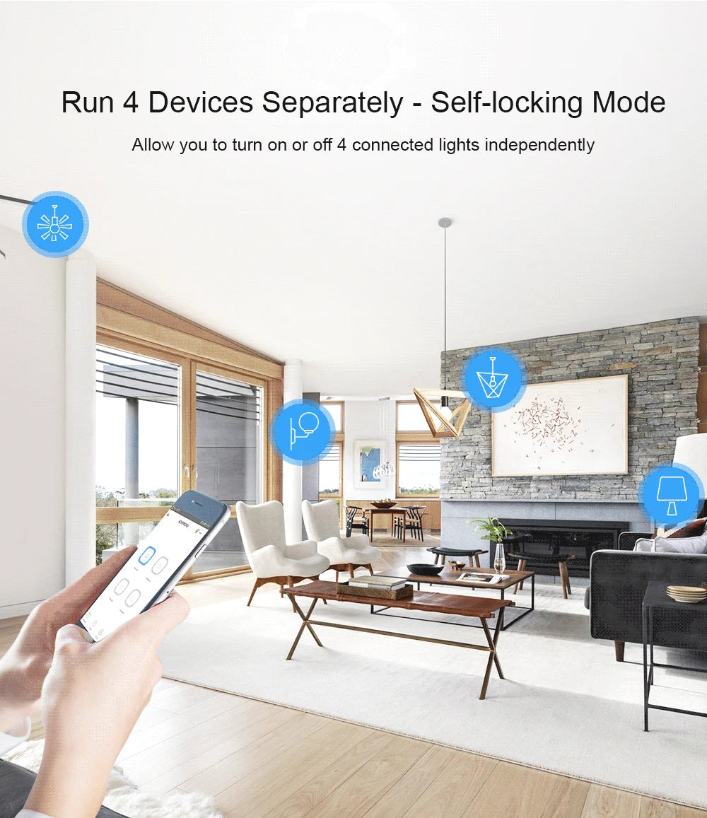 Sonoff 4CH Pro R3 10A /Gang 4 canaux Wifi commutateur intelligent 433 MHZ RF commutateur de lumières Wifi à distance prend en charge 4 appareils fonctionne avec Alexa