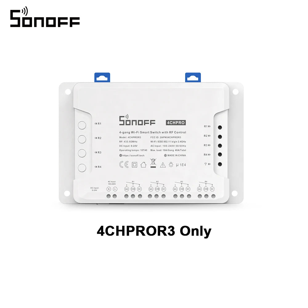 Sonoff 4CH Pro R3 10A /Gang 4 canaux Wifi commutateur intelligent 433 MHZ RF commutateur de lumières Wifi à distance prend en charge 4 appareils fonctionne avec Alexa