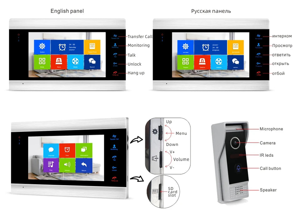 Jeatone Tuya 7 pouces WiFi interphone vidéo sans fil interphone avec caméra oculaire de détection automatique 1080P pour maison appartement extérieur