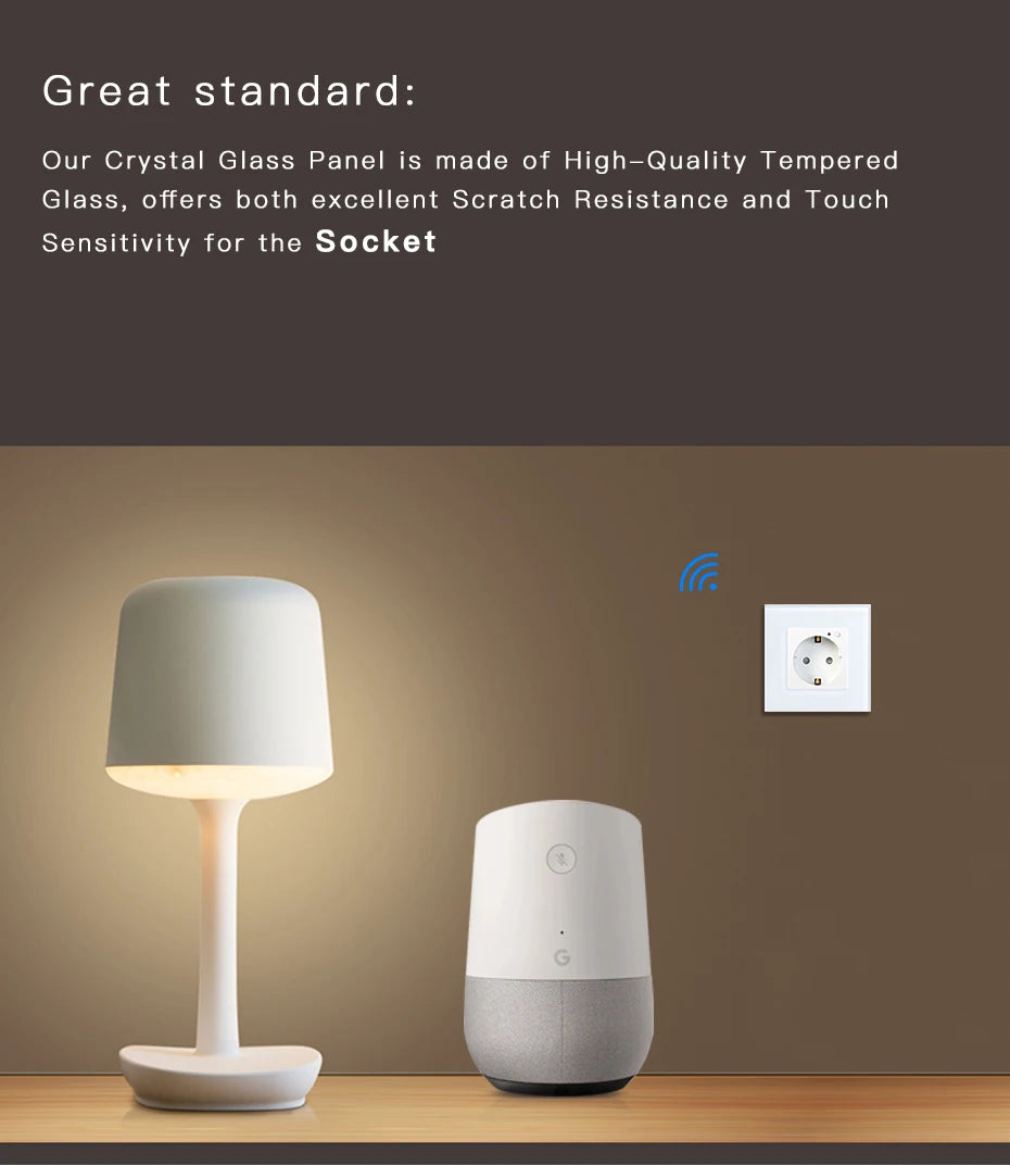 BSEED-Prise Murale Wifi EU Standard 86x86mm, Moniteur d'Alimentation Intelligent, Fonctionne avec Google Alexa