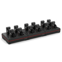 12 bay 8675i device charger with power supply. Charges complete 8675i unit with battery installed. Region-specific cord must be ordered separately