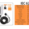 Feyree EV chargeur Type2 prise EVSE Wallbox 32A 7KW prise IEC62196-2 1 Phase 5m câble Station de charge murale pour voiture électrique