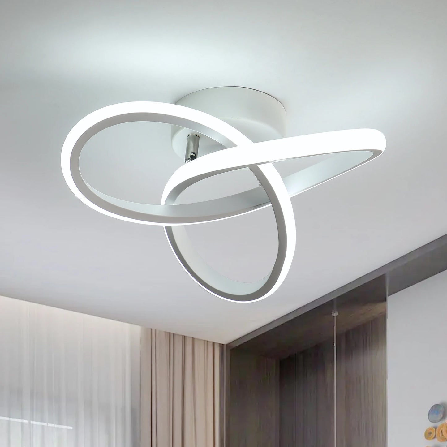 Plafonnier LED, plafonnier moderne 20W 2200LM plafonnier blanc pour cuisine, couloir, chambre à coucher, commande d'interrupteur