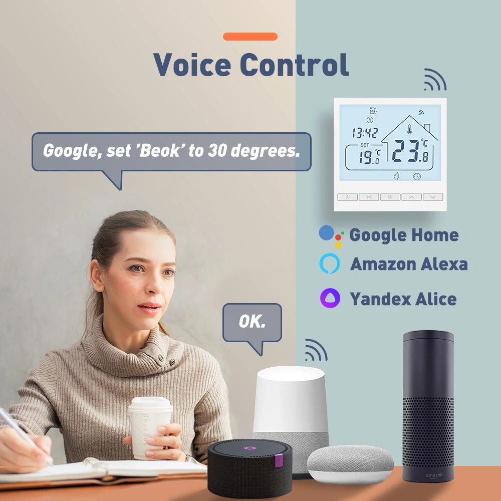 Beok Tuya Thermostat de sol WIFI pour maison intelligente avec Alexa Yandex Google contrôle régulateur de température de chauffage par le sol chaud 220V