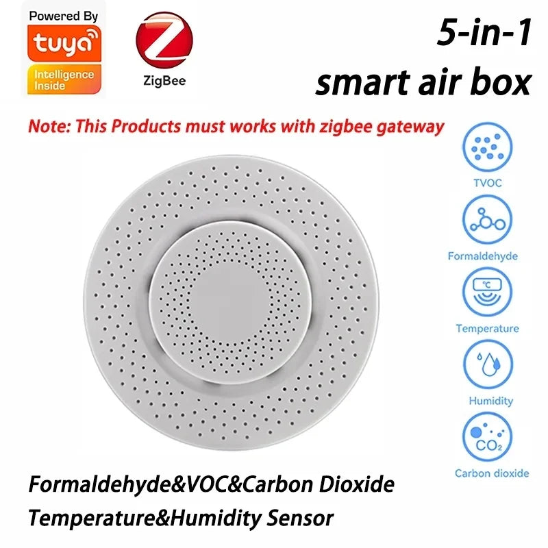 Tuya Zigbee/WiFi capteur de qualité de l'air moniteur boîte à air intelligente PM2.5 compteur de CO2 formaldéhyde cov capteur de température et d'humidité et passerelle
