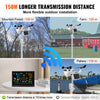 VEVOR Station Météo Wifi 7 en 1 Station Météo Sans Fil Intérieur Extérieur Solaire Grand Écran Couleur 7,5 po Station Météo Numérique Capteur pour Température Humidité Vitesse Direction de Vent Pluie