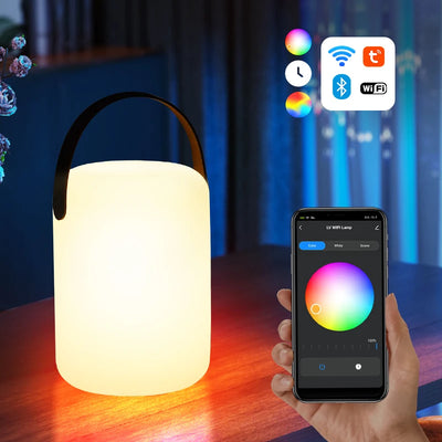 Tuya-Lampe de Table Portable Intelligente, Télécommande, RVB, LED, Extérieur, Étanche, Sans Fil, Camping, USB, Veilleuse, 16 Documents