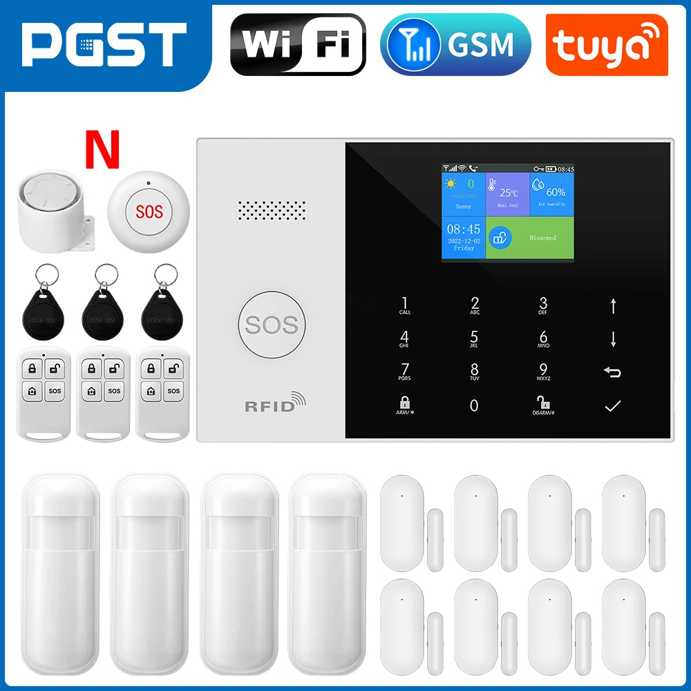 PGST résidentiel Tuya intelligent Gsm Wifi système d'alarme pour la maison sans fil alarme de sécurité maison vie intelligente App contrôle travail avec ALexa