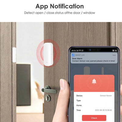 Détecteur intelligent d'ouverture/fermeture de porte WiFi/Zigbee, Notification de capteur de porte de fenêtre Tuya, prise en charge pour Google Home/Alexa pour la maison