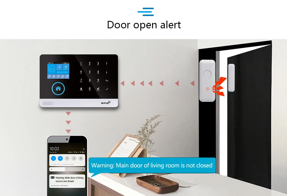 Zagreb O-Système d'alarme sans fil pour la sécurité à domicile, alarme antivol, Tuya Smart App, fonctionne avec Alexa, WiFi, 433MHz, 101