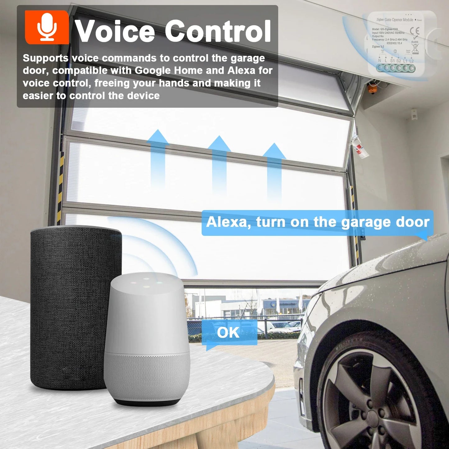Ouvre-porte intelligent Tuya, Module de contrôleur de porte WiFi/Zigbee, Compatible avec Alexa Echo Google Home Siri
