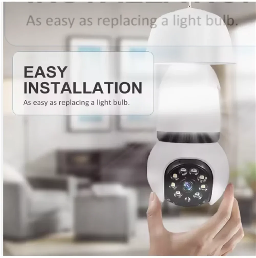 5MP lampe E27 ampoule WiFi caméra LED ampoule caméra IP intelligente surveillance PTZ 8X Zoom suivi Audio bidirectionnel Vision nocturne caméra sans fil