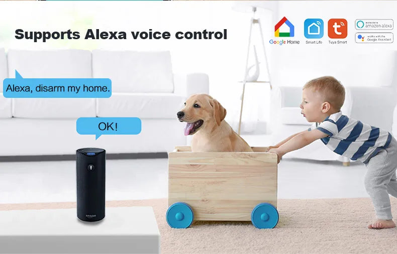 Zagreb O-Système d'alarme sans fil pour la sécurité à domicile, alarme antivol, Tuya Smart App, fonctionne avec Alexa, WiFi, 433MHz, 101