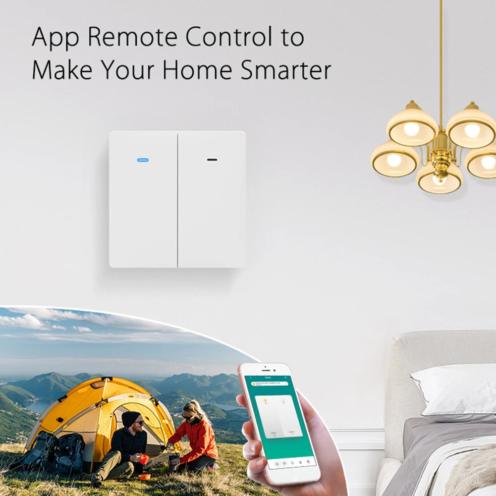 Joli Mural Intelligent à 1/2/3 lèvent, Commande Vocale, Alexa, Google Home, Tuya, Application WIFI, Télécommande, Bouton Poussoir, Aucun airies Requis