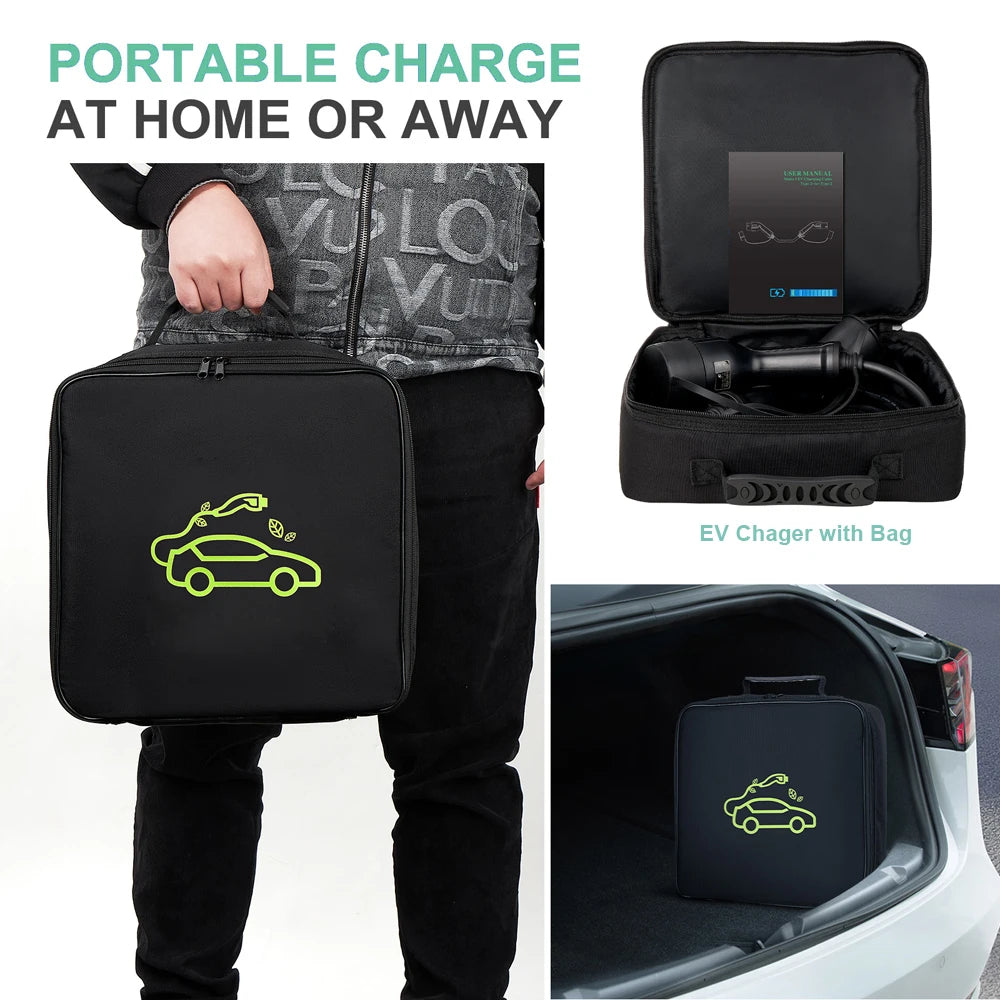 Câble de charge mâle vers femelle pour voiture électrique, station de charge, sac de rangement, type 2 à type 1, 32A, 7KW EV, 5 mètres