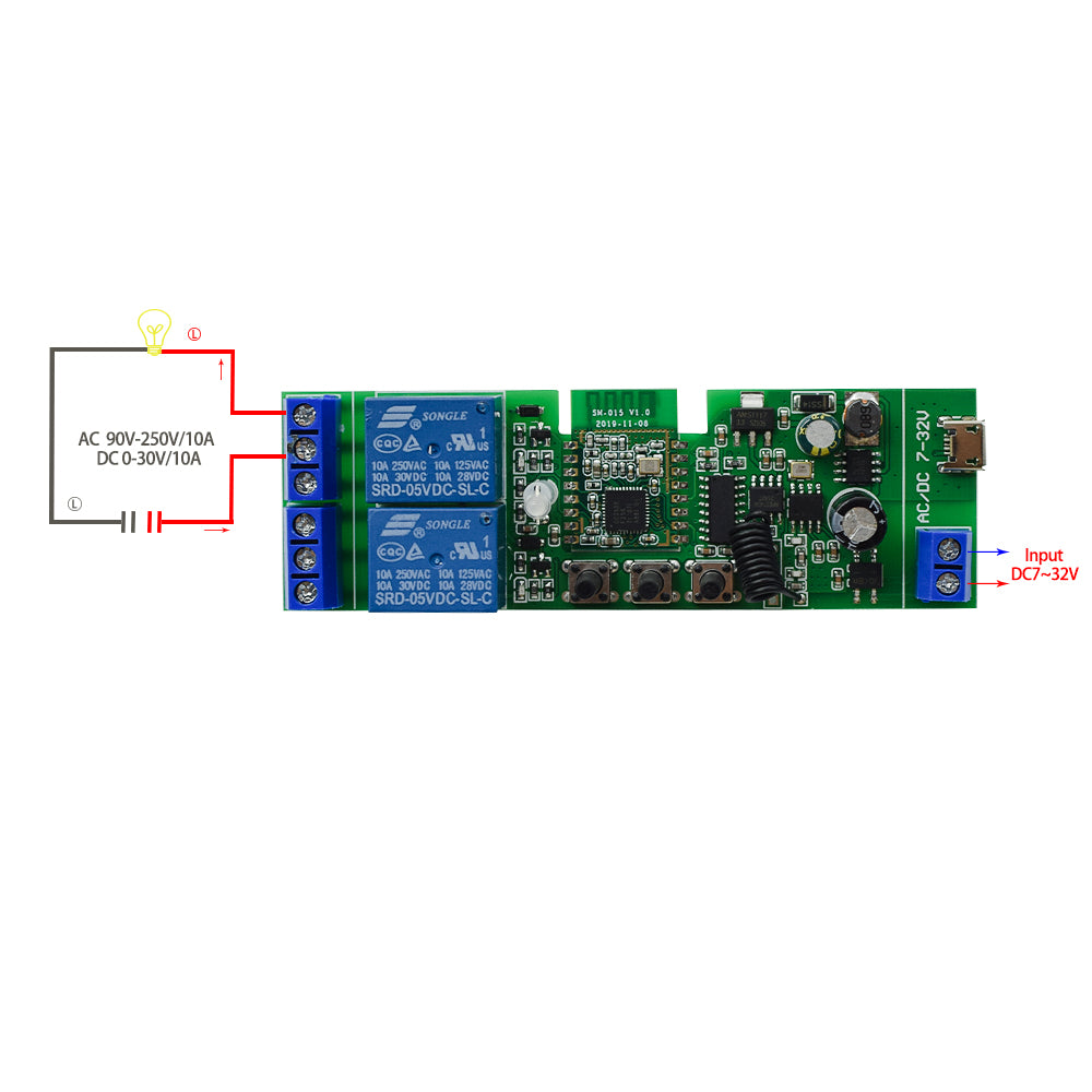 Contact sec Tuya commutateur intelligent Zigbee 1 2 4 canaux Zigbee Din Rail relais carte Module deux canaux RF 433 relais 12V 24V 230V