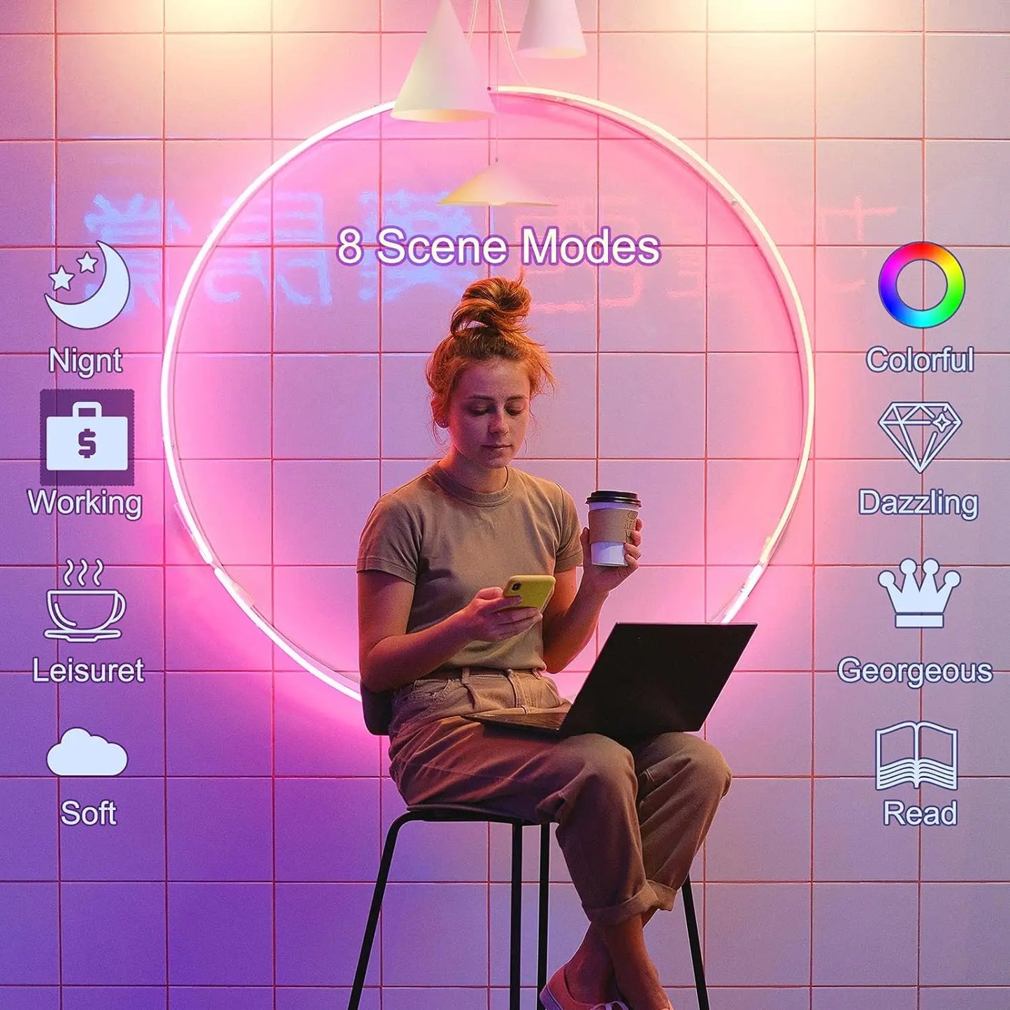 Ampoule intelligente Wi-Fi Alexa E14, 4.5W, 385Lm, 40W équivalent, RGBW blanc froid chaud, compatible avec Alexa, Google Home