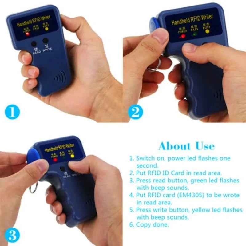 Duplicateur d'écriture portable RFID 125KHz, copie EM4305 T5577, lecture réinscriptible EM4100/TK4100, porte-clés d'identification, carte d'étiquette, expédition rapide