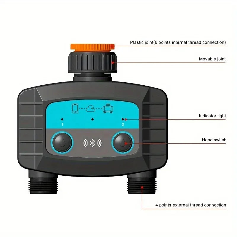 Minuterie d'arrosage intelligente, minuterie d'eau bidirectionnelle, WiFi, Bluetooth, d'argile de jardin, électrovanne intelligente, télécommande de téléphone sans fil