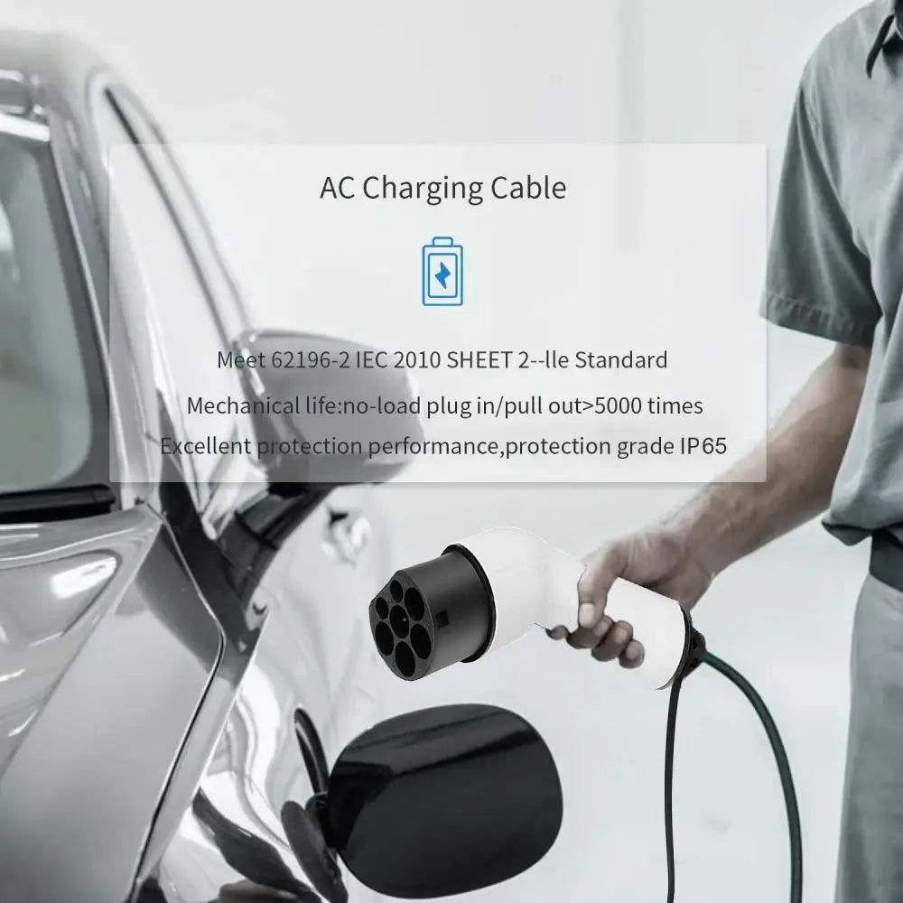 Câble de chargement EV Teschev 32A 7KW Type 2 vers Type 2 11kW 16A Mode 3 phases 3 câble EV IEC 62196-2 pour EV et PHEV dans la station publique