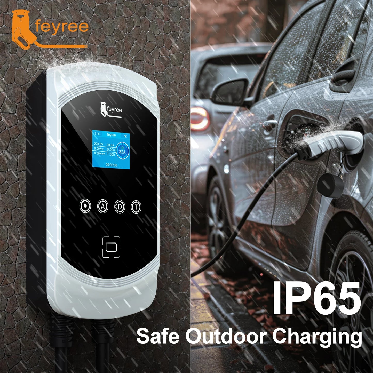 Feyree EV chargeur Type2 câble 32A 7.6kW charge dynamique blancage EVSE Wallbox APP fonction 11kW 22kW Station de charge voiture électrique