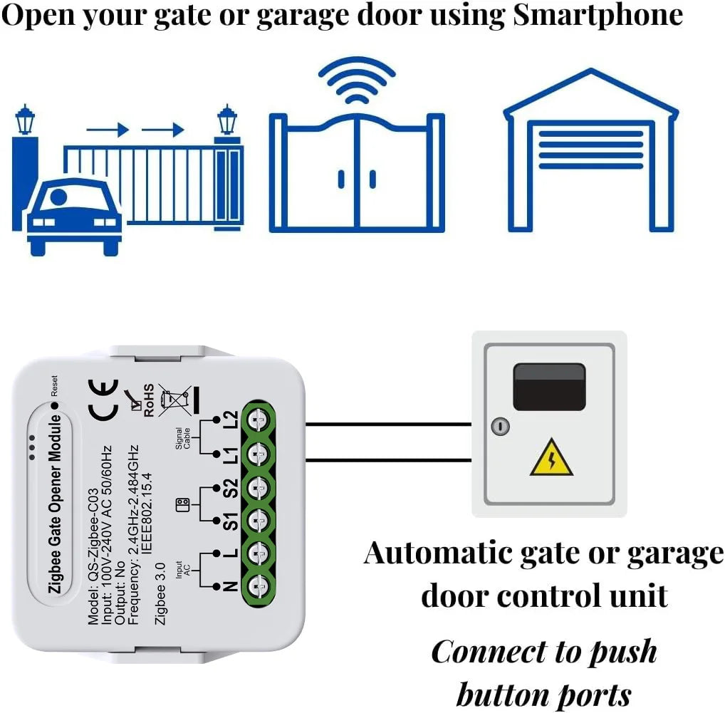 Ouvre-porte intelligent Tuya, Module de contrôleur de porte WiFi/Zigbee, Compatible avec Alexa Echo Google Home Siri