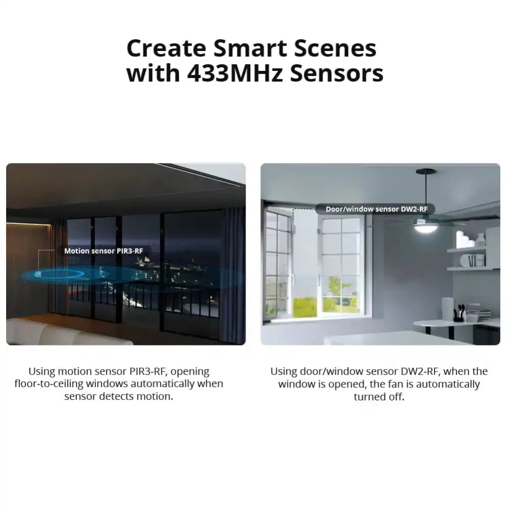 SONOFF RF Bridge R2 433MHz RF Wi-Fi passerelle sans fil scène intelligente prise en charge de la sécurité à domicile capteur DW2-RF PIR3-RF via eWeLink Alexa