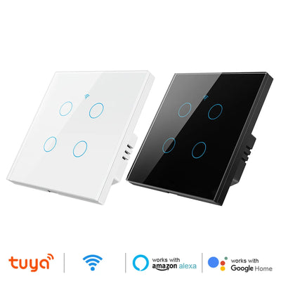Tuya – interrupteur intelligent WiFi, fil neutre, lumière ue, aucun fil neutre requis, interrupteur tactile mural, 1/2/3/4 gangs, fonctionne avec Alexa Google Home