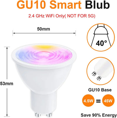 Ampoule réfléchissante Alexa, 4.5W, 350LM, ampoules intelligentes multicolores, contrôle d'application, compatible avec Alexa, Google Home, RVB et 2700K-6500K