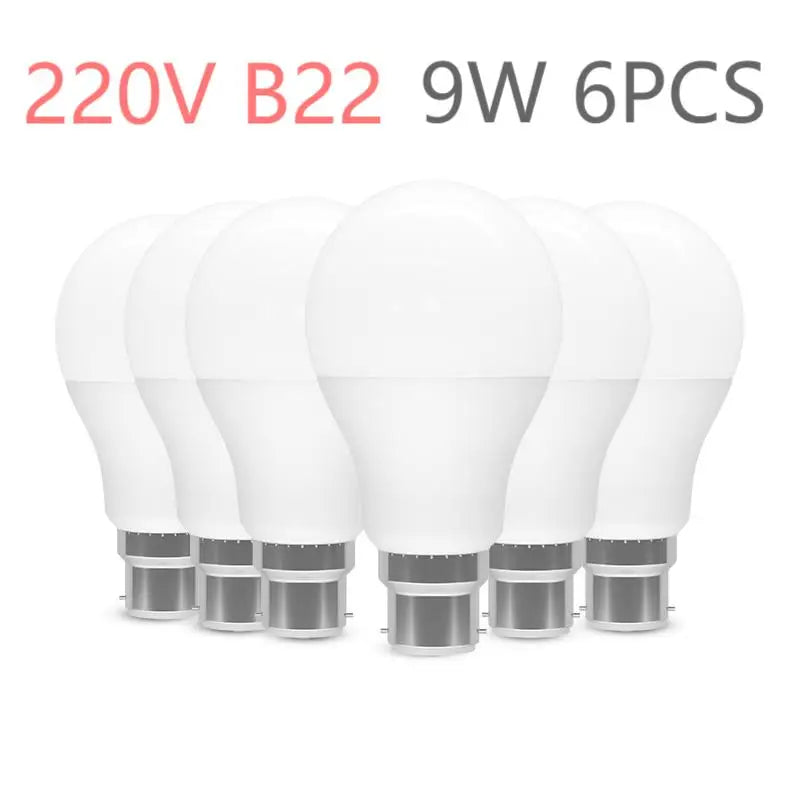 Ampoule à baïonnette à économie d'énergie, ampoules LED, non dimmable, AC220V, 9W, 900LM, B22, 3000K, 4000K, 6500K, BC, A60, GLS, 6 pièces