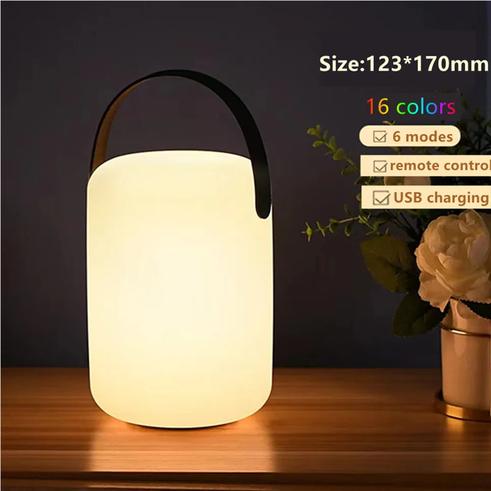 Tuya-Lampe de Table Portable Intelligente, Télécommande, RVB, LED, Extérieur, Étanche, Sans Fil, Camping, USB, Veilleuse, 16 Documents