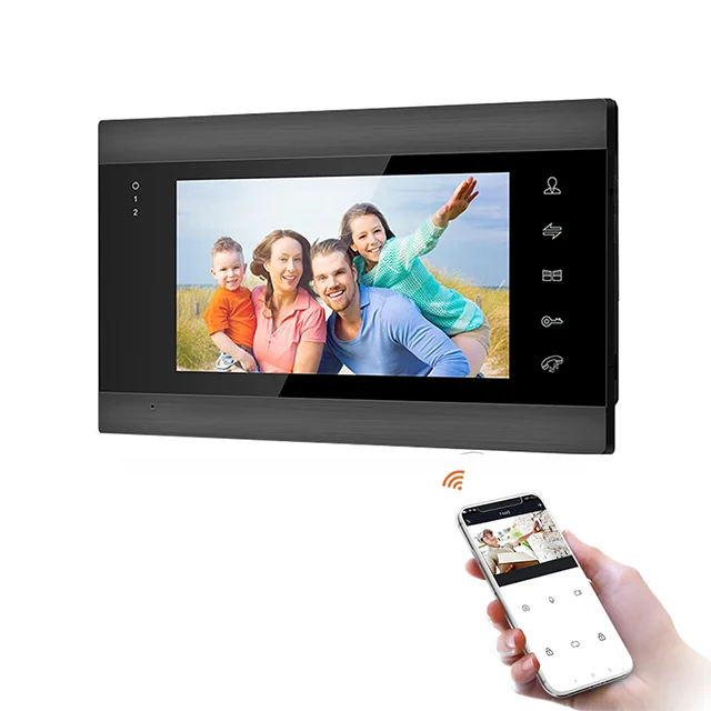 Jeatone Tuya 7 pouces WiFi interphone vidéo sans fil interphone avec caméra oculaire de détection automatique 1080P pour maison appartement extérieur