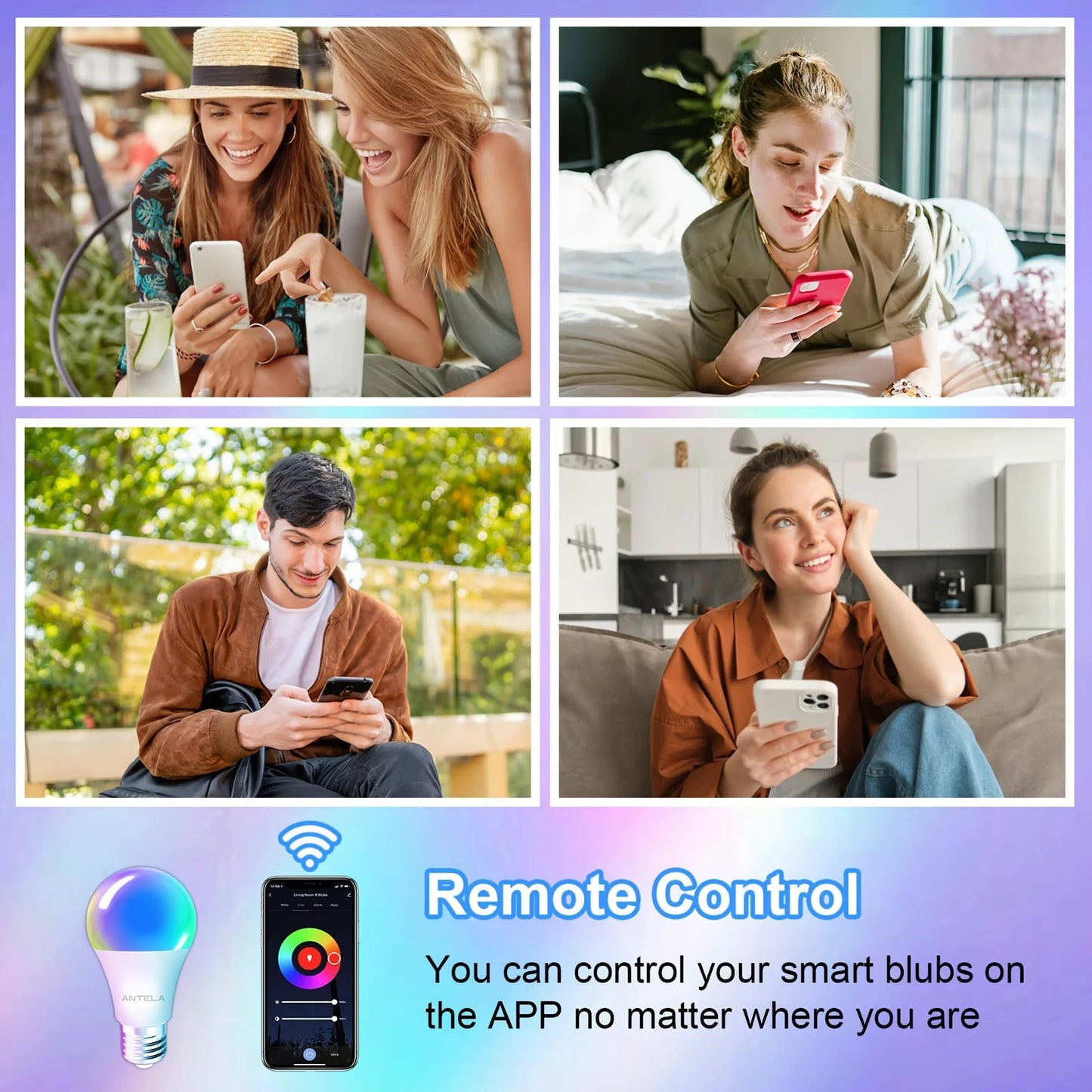 Alexa inda Wifi LED, Ampoule intelligente RVB, Sophblewith Alexa et Google Home, App lonely, 7 W, 806 LMDmmable, 2700k-6500k
