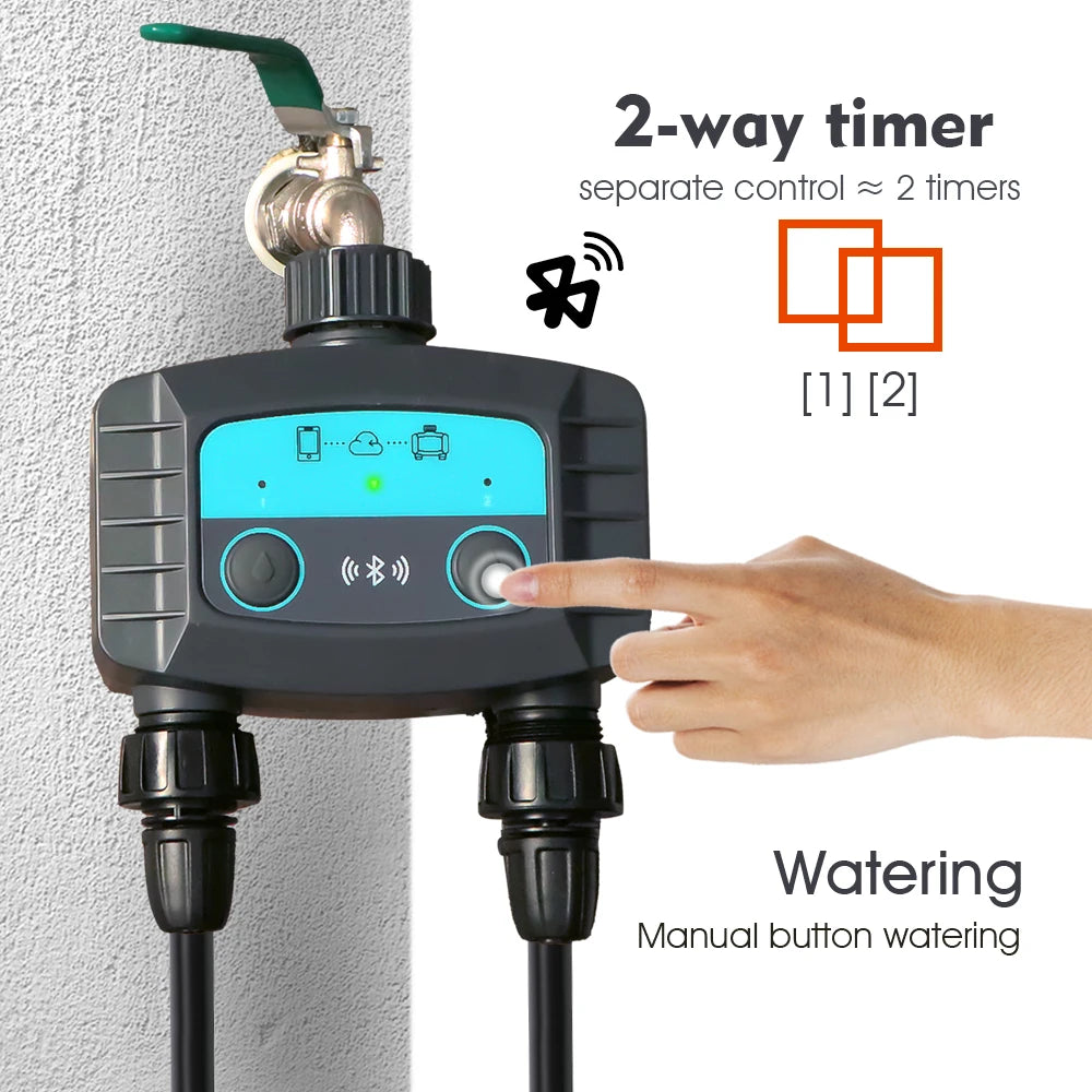Minuterie d'arrosage intelligente, minuterie d'eau bidirectionnelle, WiFi, Bluetooth, d'argile de jardin, électrovanne intelligente, télécommande de téléphone sans fil