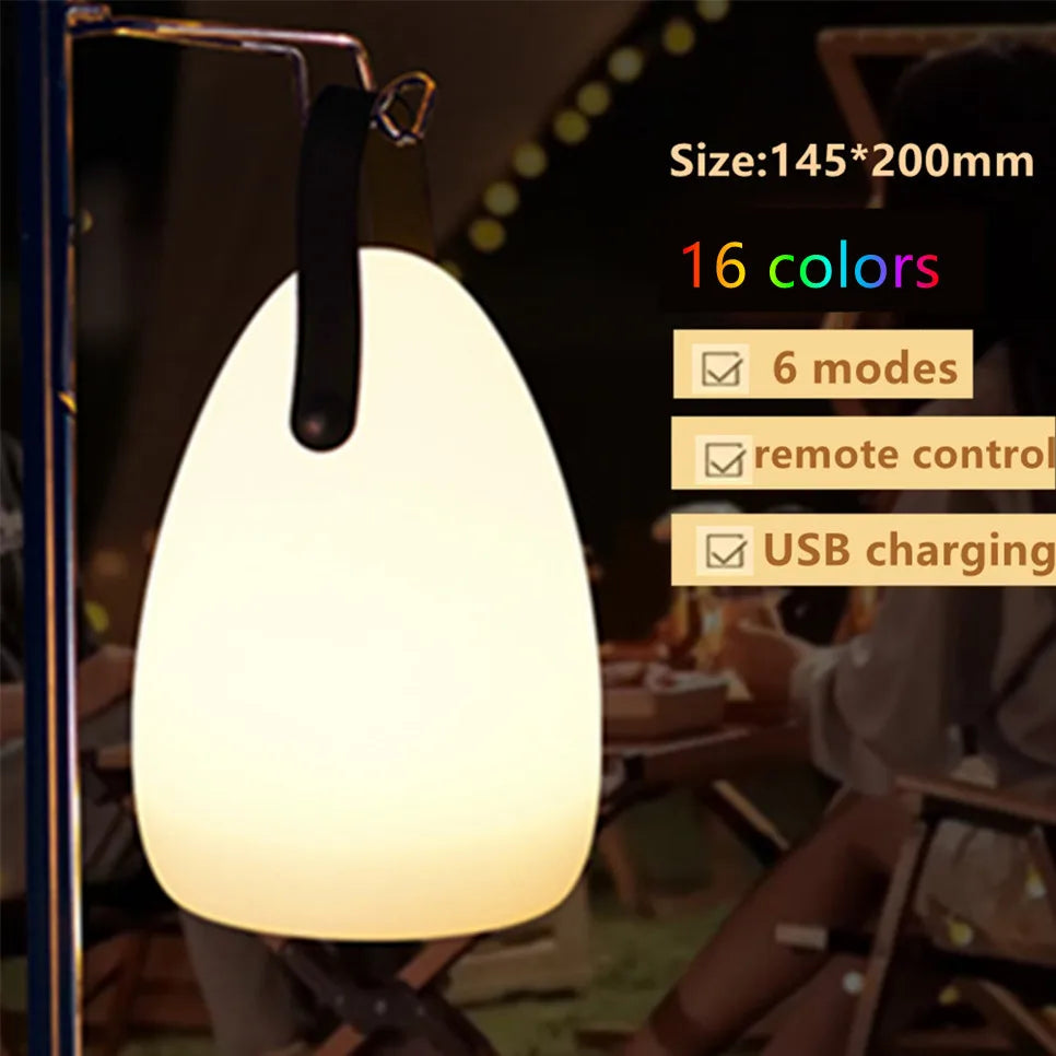 Tuya-Lampe de Table Portable Intelligente, Télécommande, RVB, LED, Extérieur, Étanche, Sans Fil, Camping, USB, Veilleuse, 16 Documents