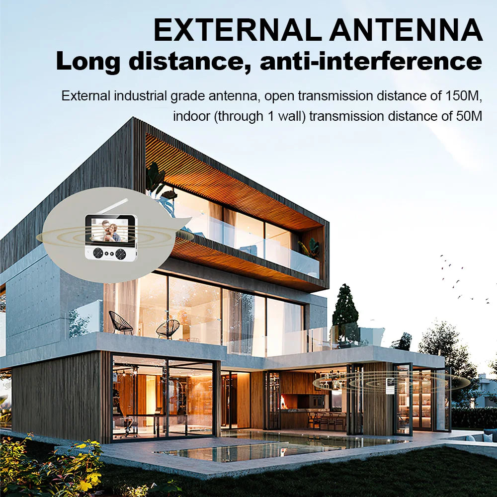 Interphone vidéo sans fil, écran 4.3 pouces, sonnette visuelle, Vision nocturne IR, caméra de Surveillance visuelle, caméra de sécurité pour maison intelligente