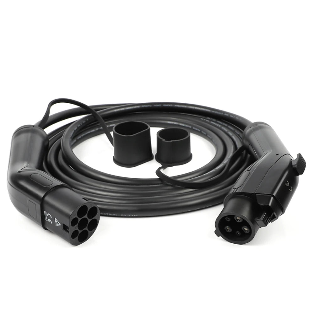 Câble de charge mâle vers femelle pour voiture électrique, station de charge, sac de rangement, type 2 à type 1, 32A, 7KW EV, 5 mètres