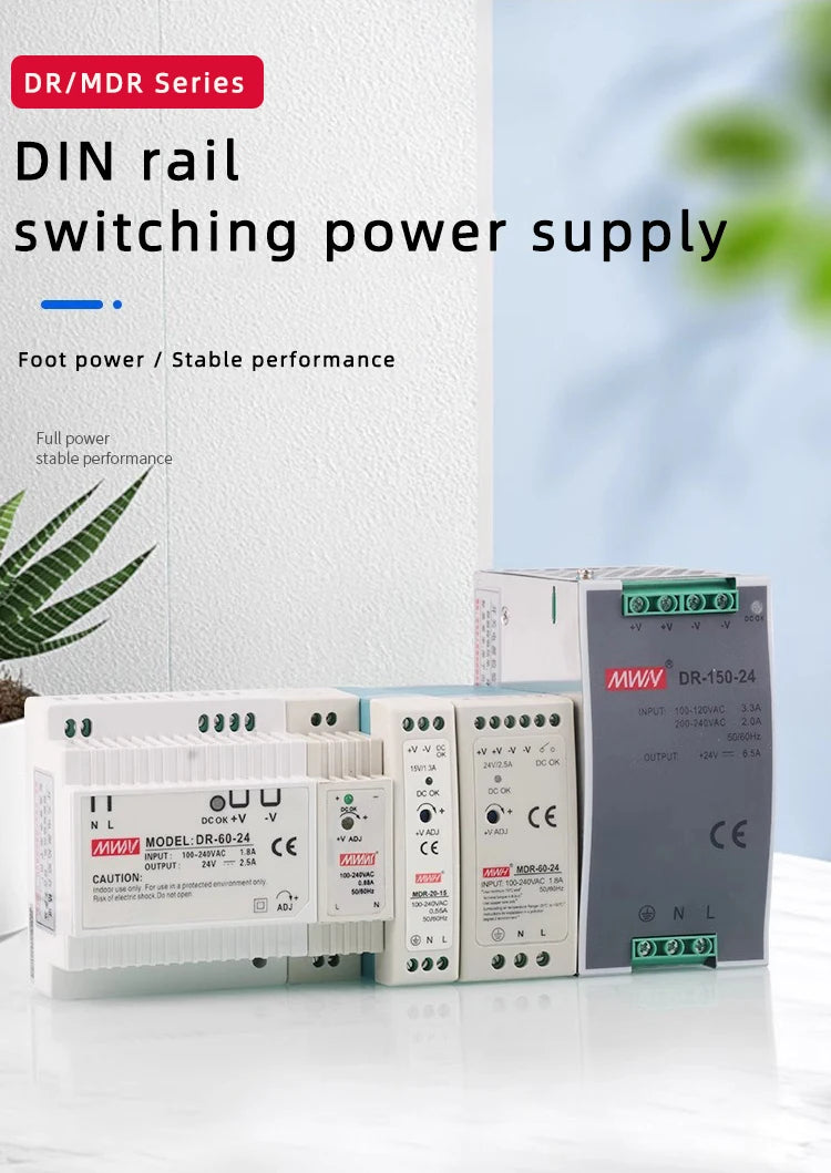 Alimentation à découpage sur rail DIN sortie DR-60W 5V 12V 15V24V 24V DC 220V à 12V transformateur 5v module boîte d'alimentation