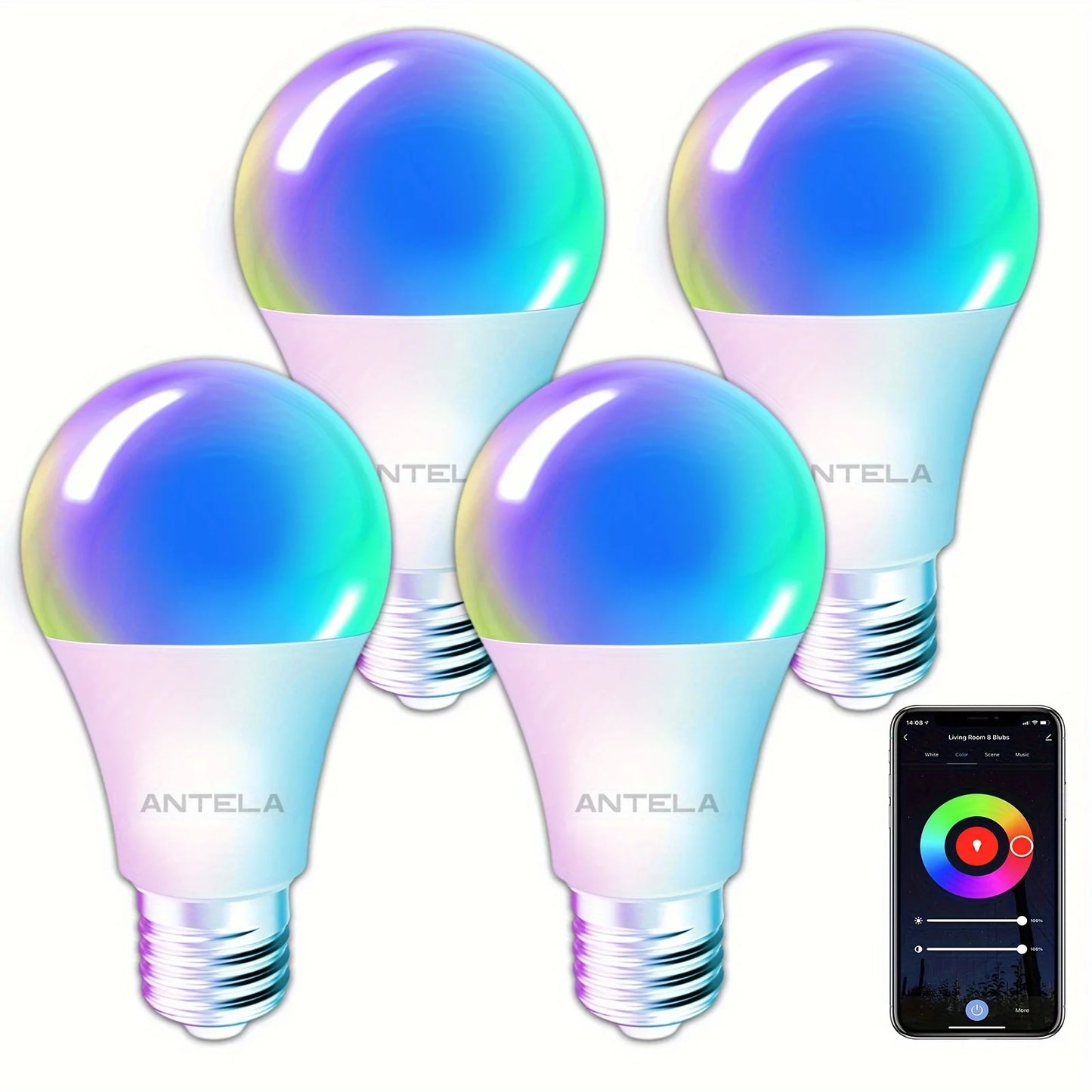 Alexa inda Wifi LED, Ampoule intelligente RVB, Sophblewith Alexa et Google Home, App lonely, 7 W, 806 LMDmmable, 2700k-6500k