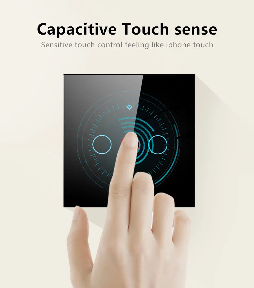 Tuya – interrupteur intelligent WiFi, fil neutre, lumière ue, aucun fil neutre requis, interrupteur tactile mural, 1/2/3/4 gangs, fonctionne avec Alexa Google Home