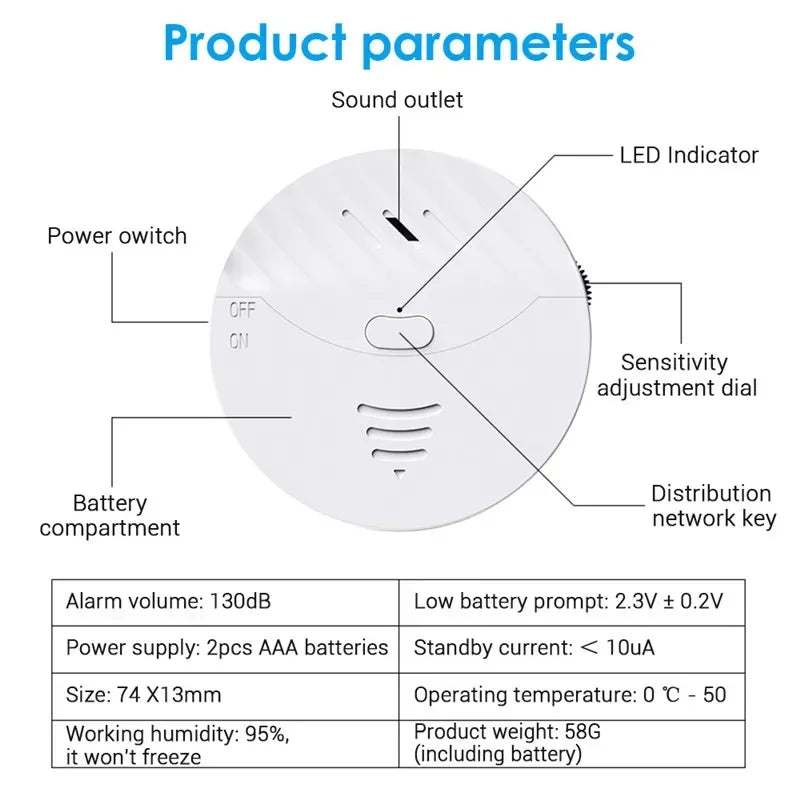Tuya – capteur de vibrations WiFi intelligent, alarme, détecteur de vibrations pour portes et fenêtres, 130db, alerte de Protection de sécurité domestique, fonctionne avec Alexa