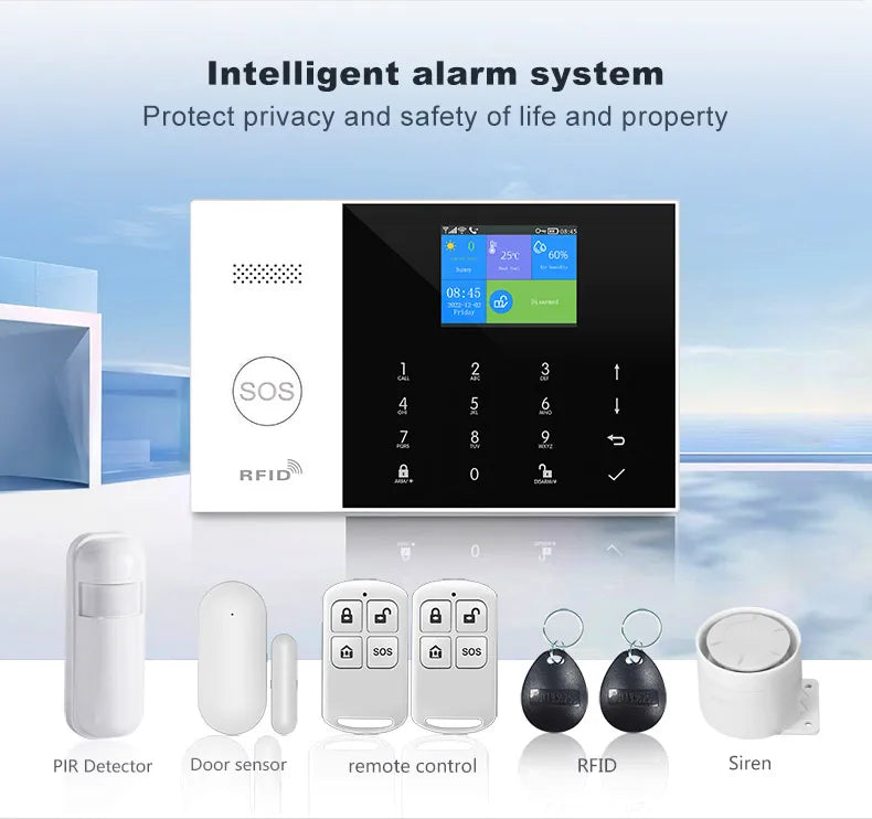 PGST résidentiel Tuya intelligent Gsm Wifi système d'alarme pour la maison sans fil alarme de sécurité maison vie intelligente App contrôle travail avec ALexa