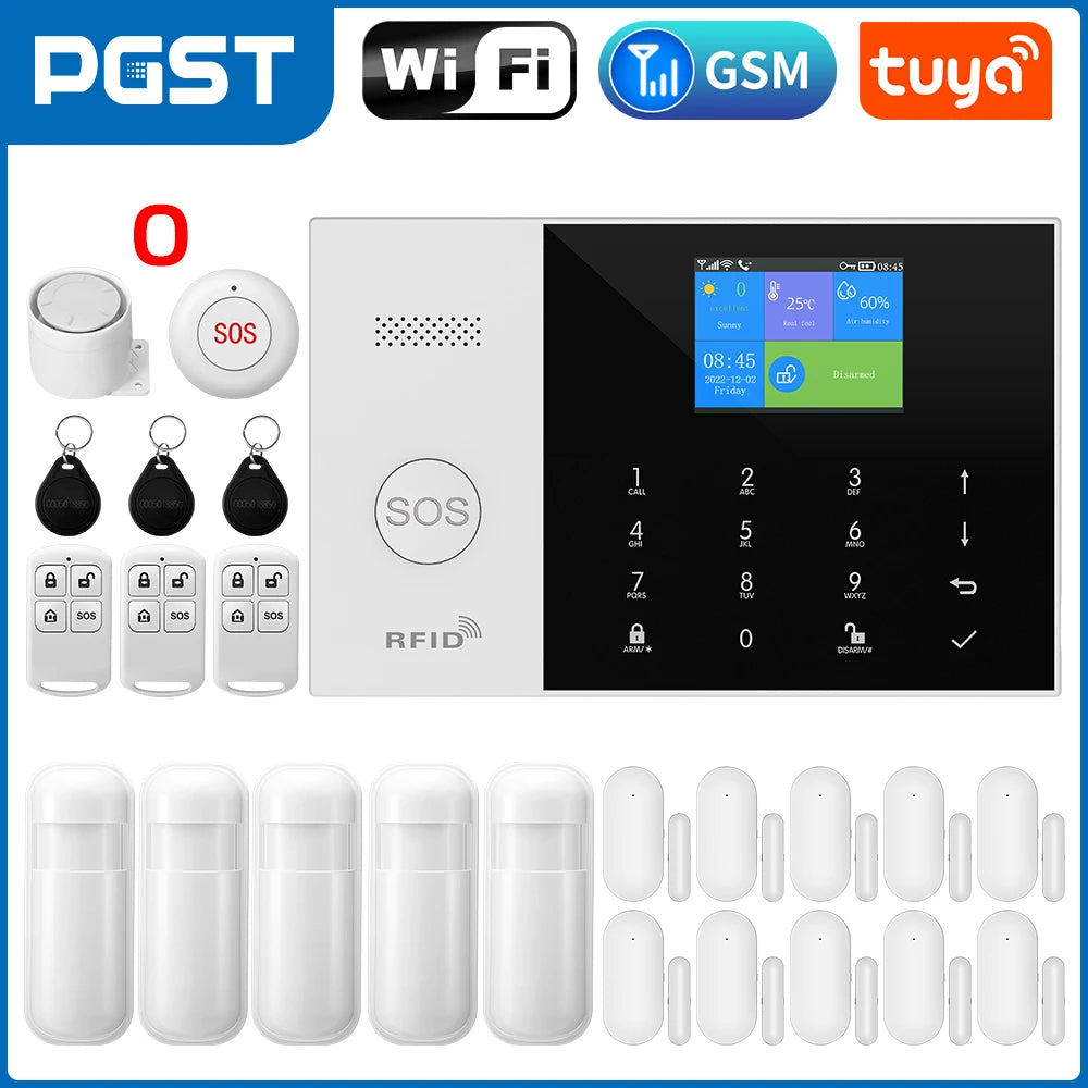 PGST résidentiel Tuya intelligent Gsm Wifi système d'alarme pour la maison sans fil alarme de sécurité maison vie intelligente App contrôle travail avec ALexa