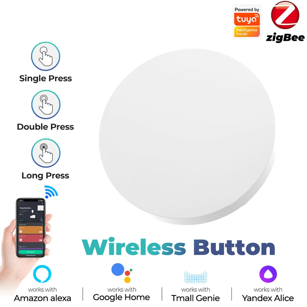 Bouton Tuya Zigbee, scène intelligente sans fil, Modes multi-scènes, contrôleur de bouton poussoir, application Smart Life requise, passerelle Zigbee