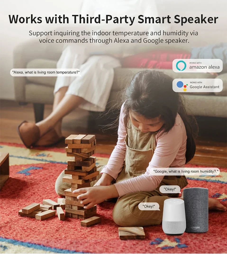 Tuya Zigbee WiFi capteur de température et d'humidité APP moniteur à distance pour maison intelligente var SmartLife fonctionne avec Alexa Google Assistant